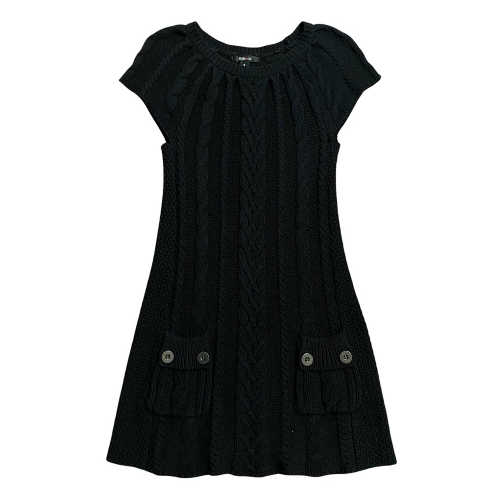 Style & Co. Cable Knit Sweater Dress Women’s Medium Black